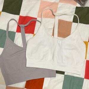 Yogalicious White and Lavender Crop Tops